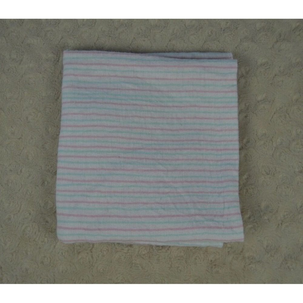 Modern Baby Stripes Baby Receiving Blanket Flannel White Pink Aqua Blue
